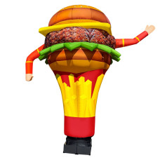 Dmuchany burger 340 cm z dmuchawą i oświetleniem LED do reklamy stacji paliw i przydrożnej restauracji